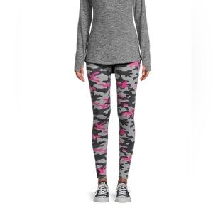 Cuddl Duds Girls Camouflage Leggings SM- Pink, Black, Gray Stretch Casual